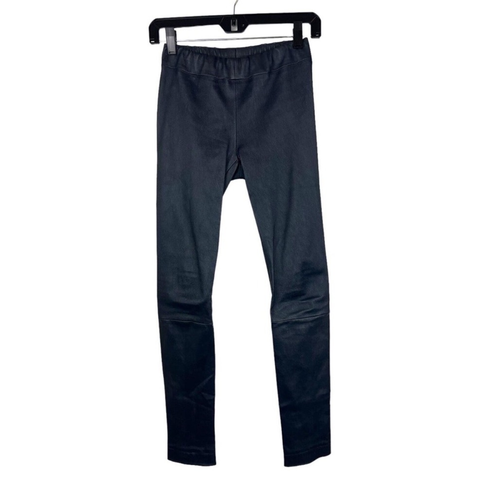 The Row Navy 100% Lamb Leather Moto Legging Size XS Pant Skinny Pull On Womens